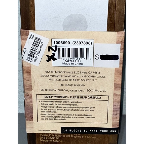 Wood Block Stacking Party Game 40 Piece Family Fun With Sayings VTG Inspired NEW - Picture 5 of 6